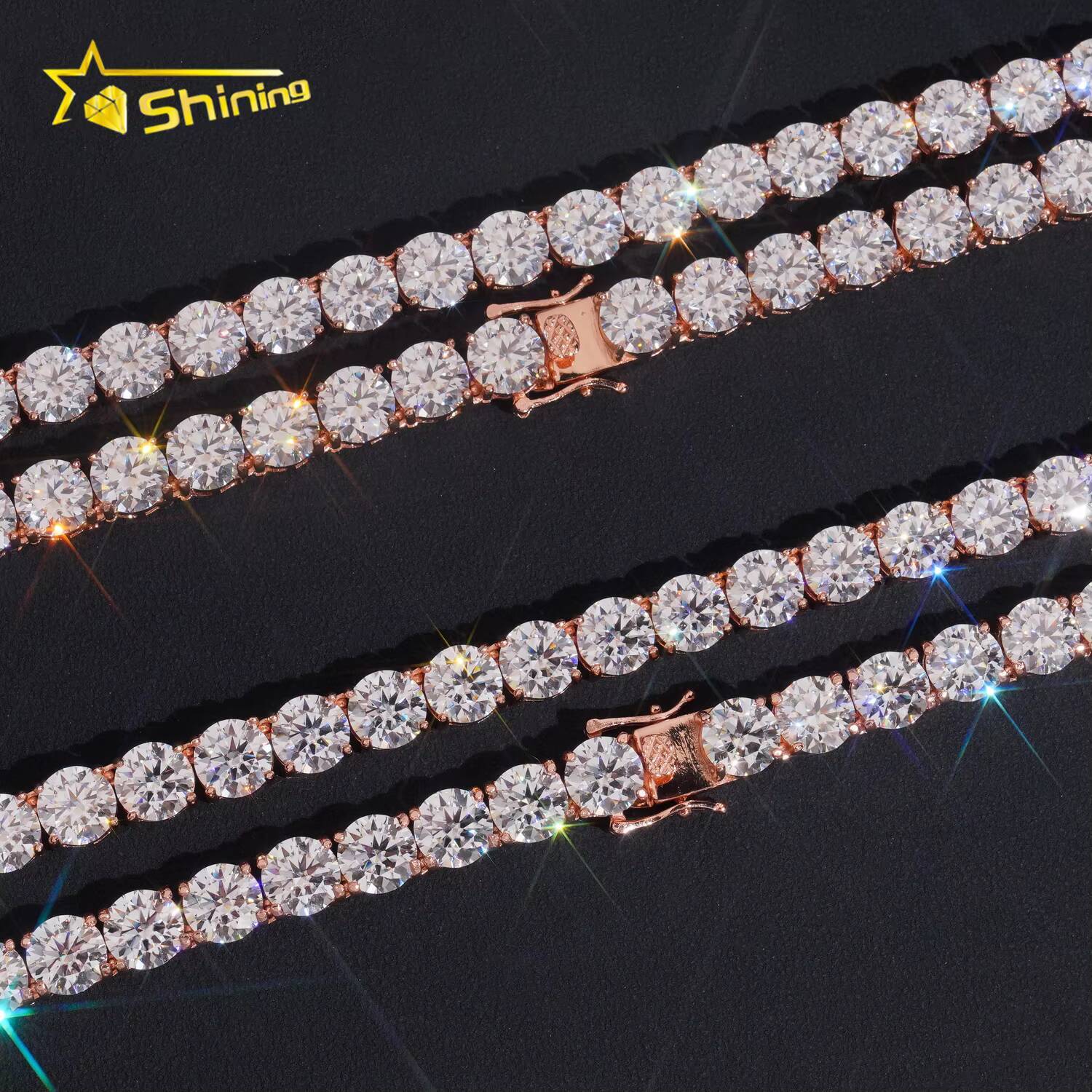 Wholesale Price 8mm Moissanite Tennis Chain S925 Gold Plated Pass Diamond Tester Gra Certificate Moissanite Fine Jewelry