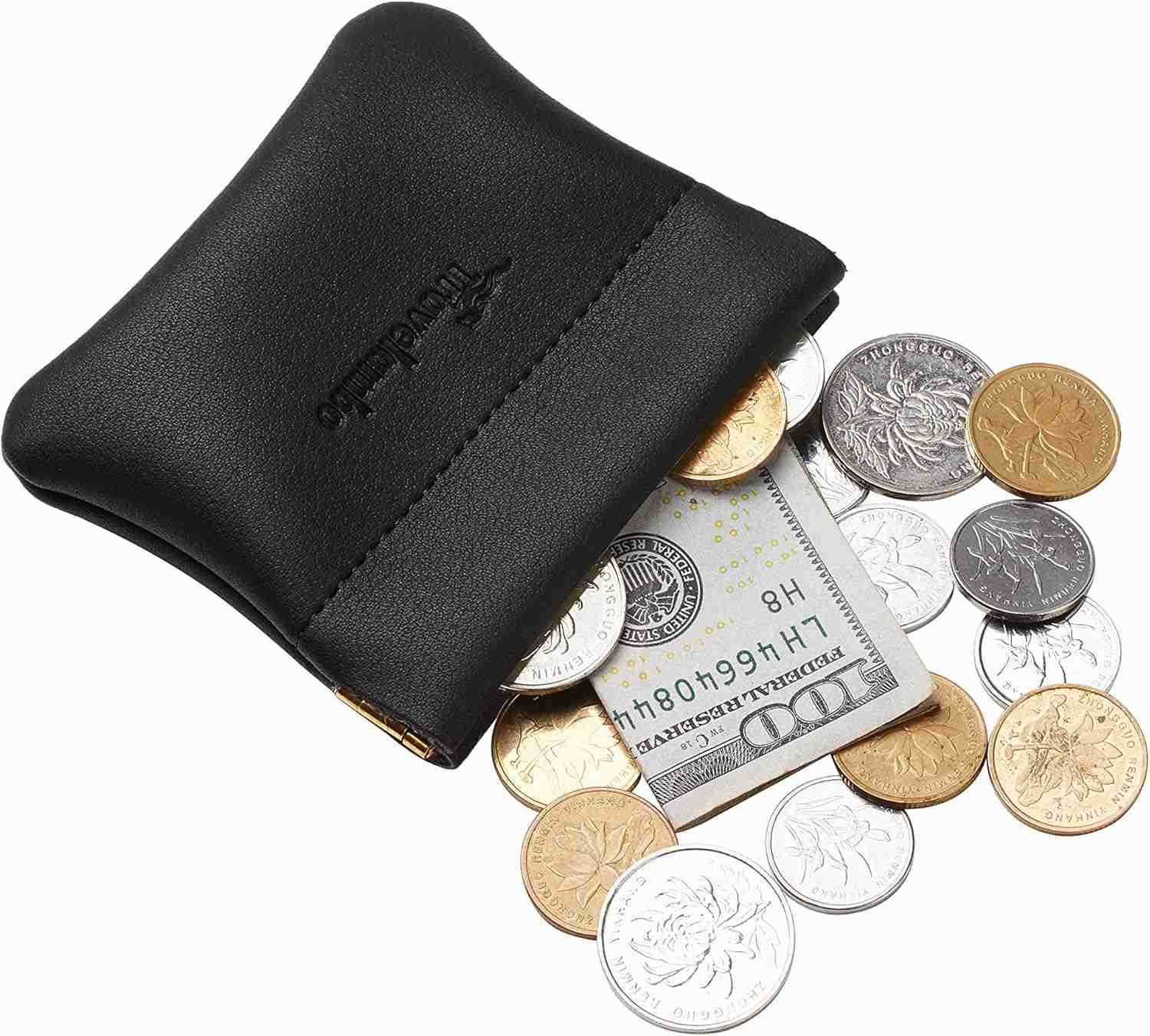 Leather Squeeze Coin Purse Pouch Change Holder For Men WomenZ250910