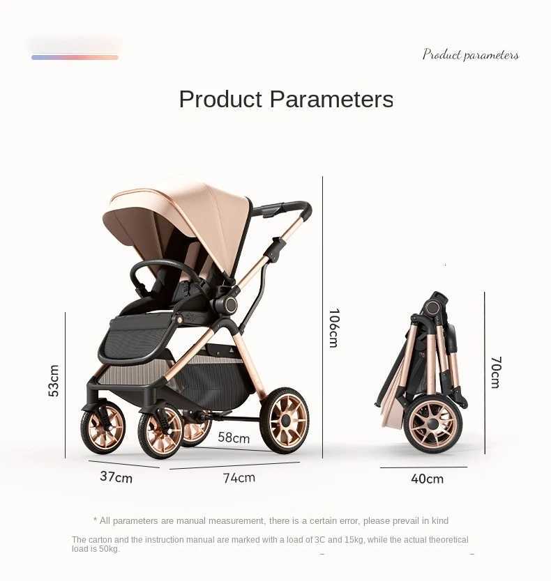 Newborn Baby Stroller Can Sit and Lie Down Lightweight One Button Folding Twoway Push 0 6 Years Old Children Stroller W250910