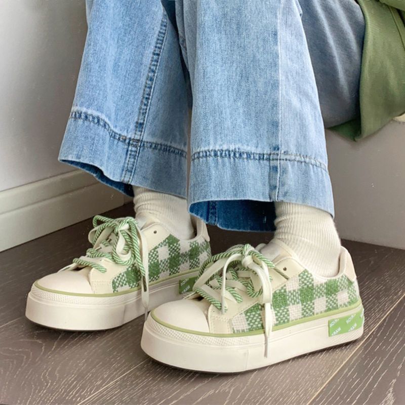 Women's canvas shoes autumn designer breathable women's shoes trend versatile student niche low top sports shoes breathable height increase