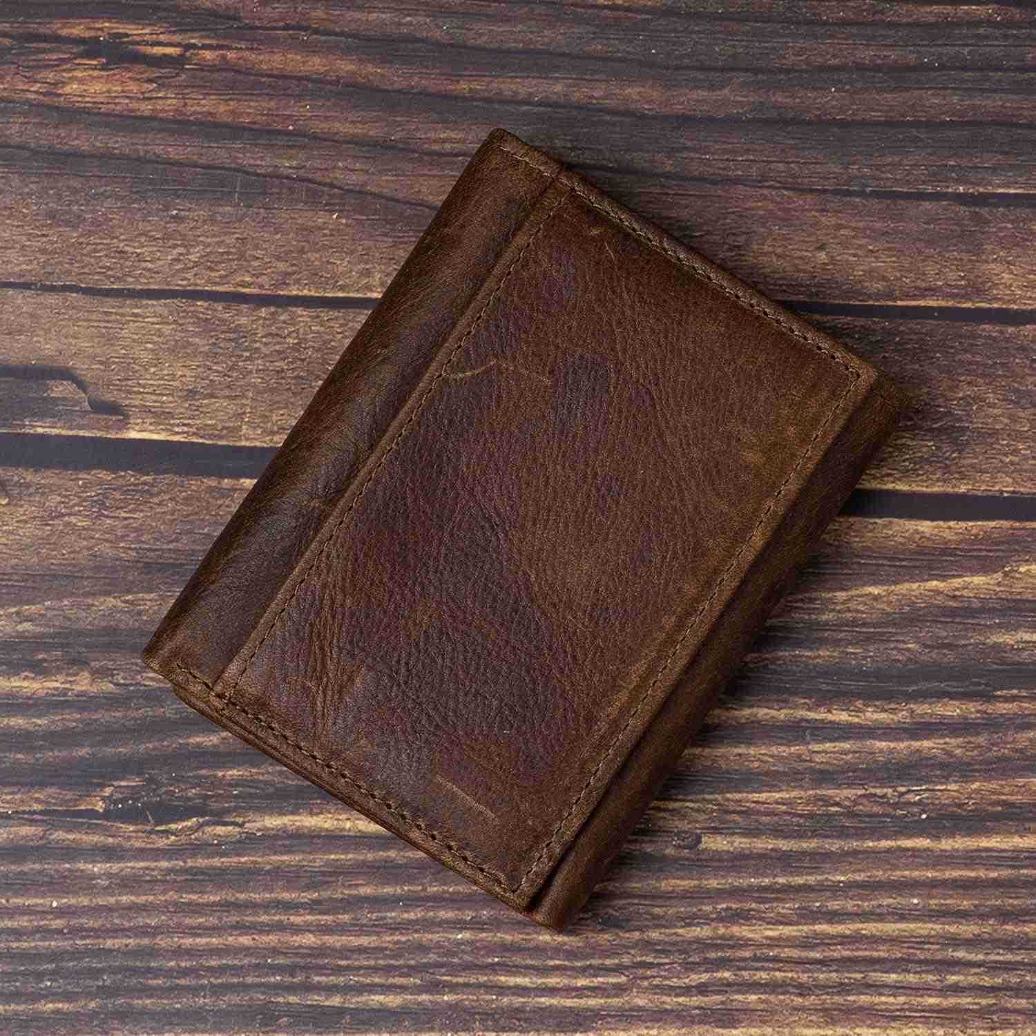 Mens Leather WalletMens Trifold Wallet Rfid Blocking Genuine Leather Wallet For Men brownZ250910