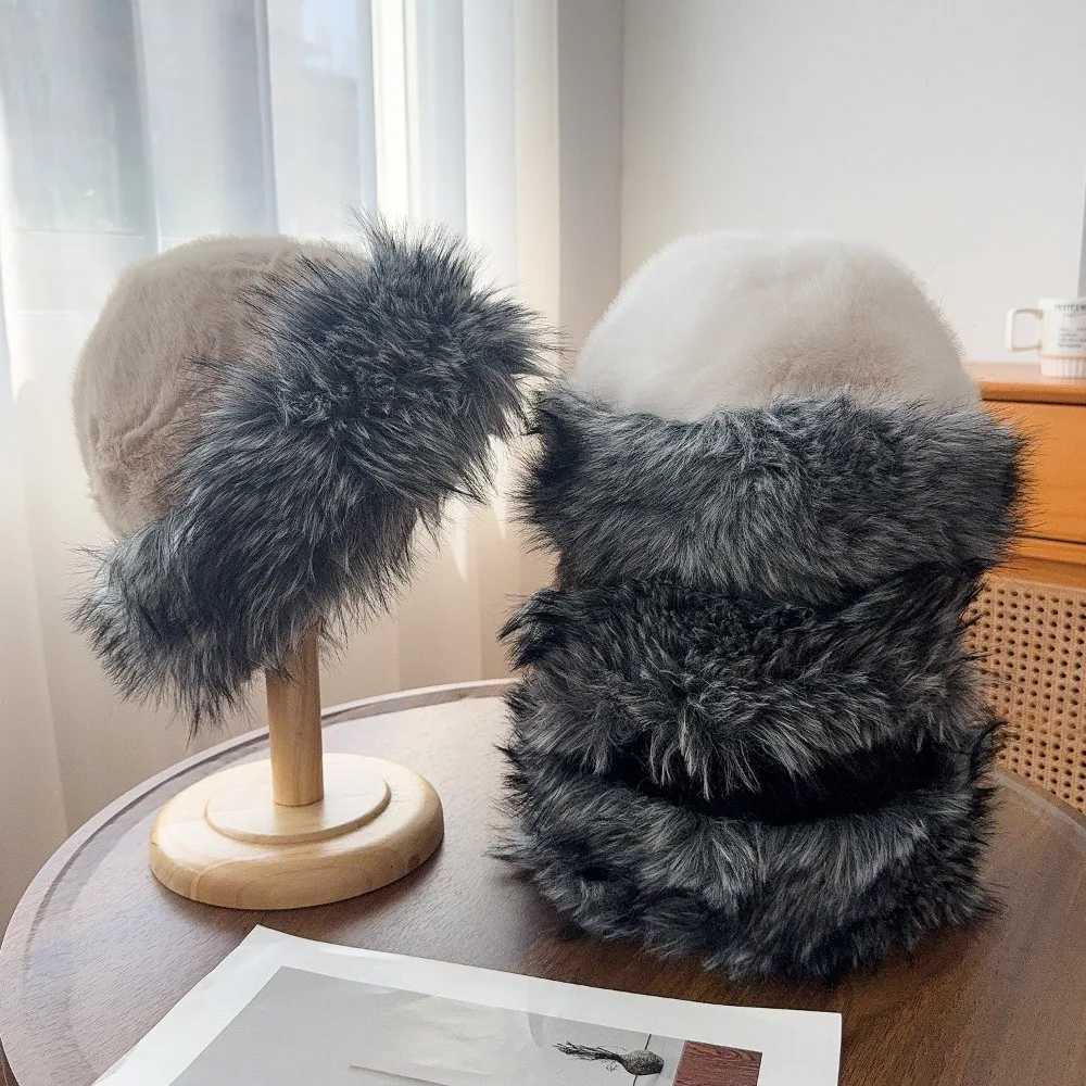 Winter Warm Hat for Women Men Unisex Faux Fur Mongolian Hat Two Tone Cololock Fluffy Plush Trper Beanie C for Cold WeatherXJ250910