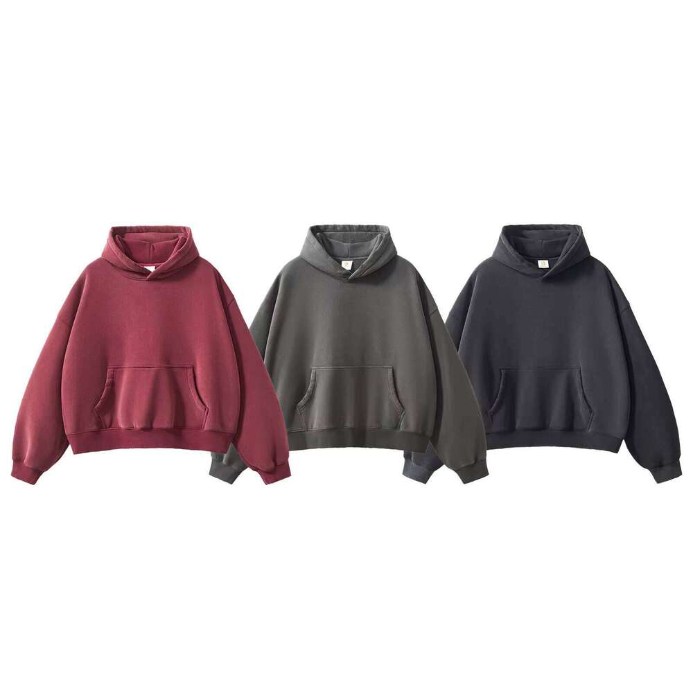Distressed Washed Unisex Streetwear Drop Shoulder High-Quality Blank Oversized Hoodie