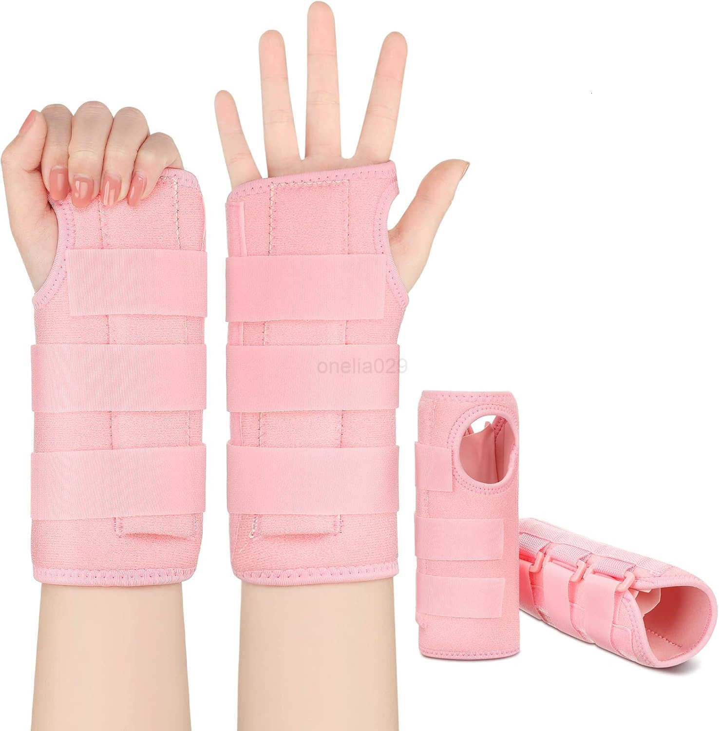 2 Pack Carpal Tunnel Wrist Brace Night Wrist Sleep Support with Metal Splint Adjustable Compression Strap for Women Men Tendinitis Sports Sprained Pai