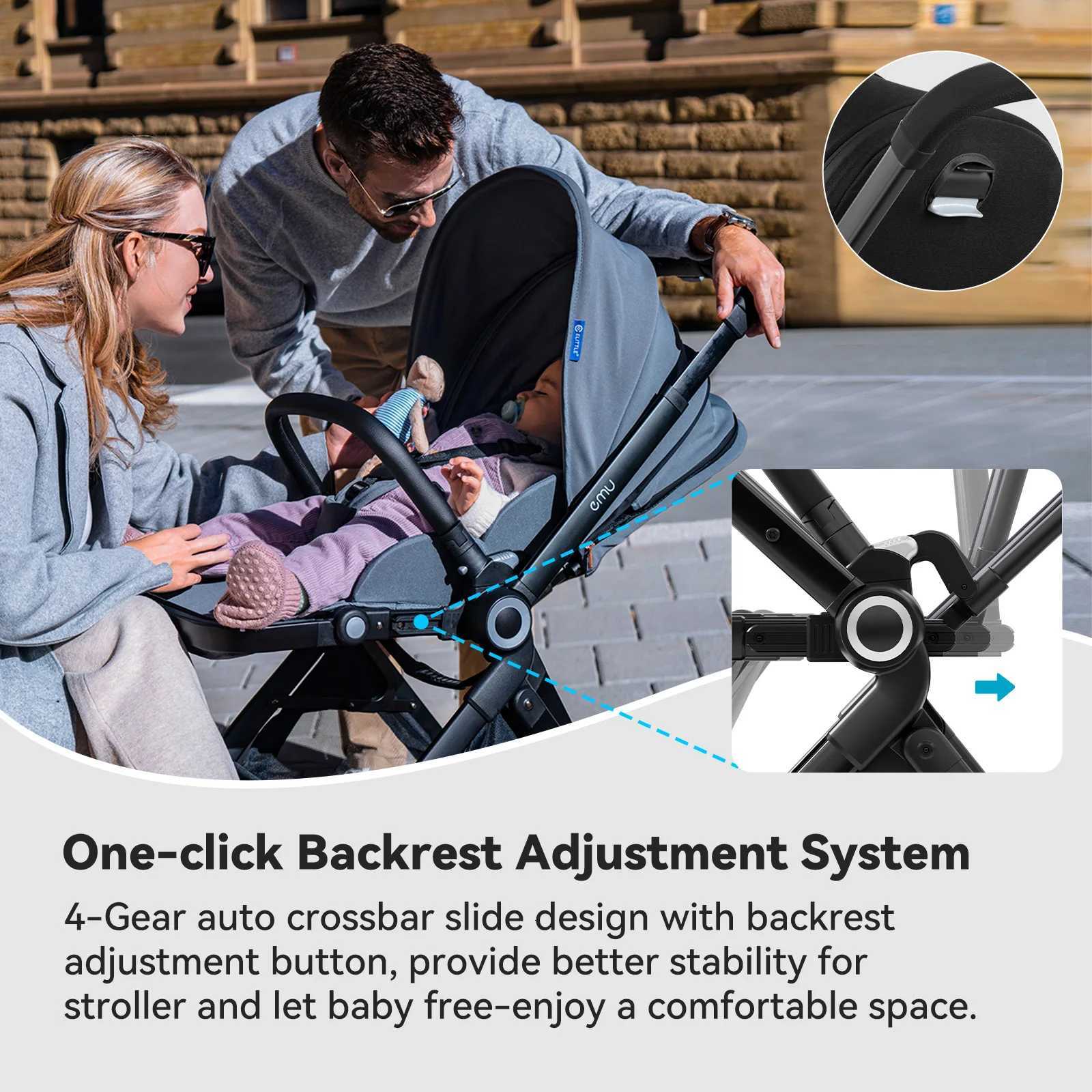 EMU Reversible Baby Stroller with Reversible Seat FullSize Infant Stroller with Full Recline Cockpit Compact Foldable Pram Carr W250910