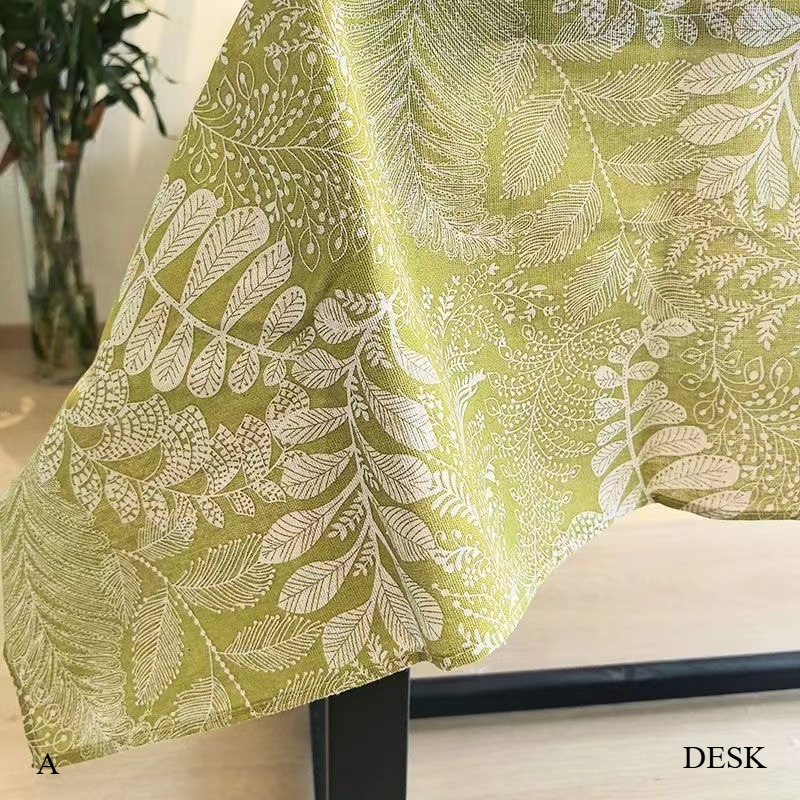Mori Leaf Floral Fabric Coffee Table Balcony Dining Side Table Cover Towel TU2