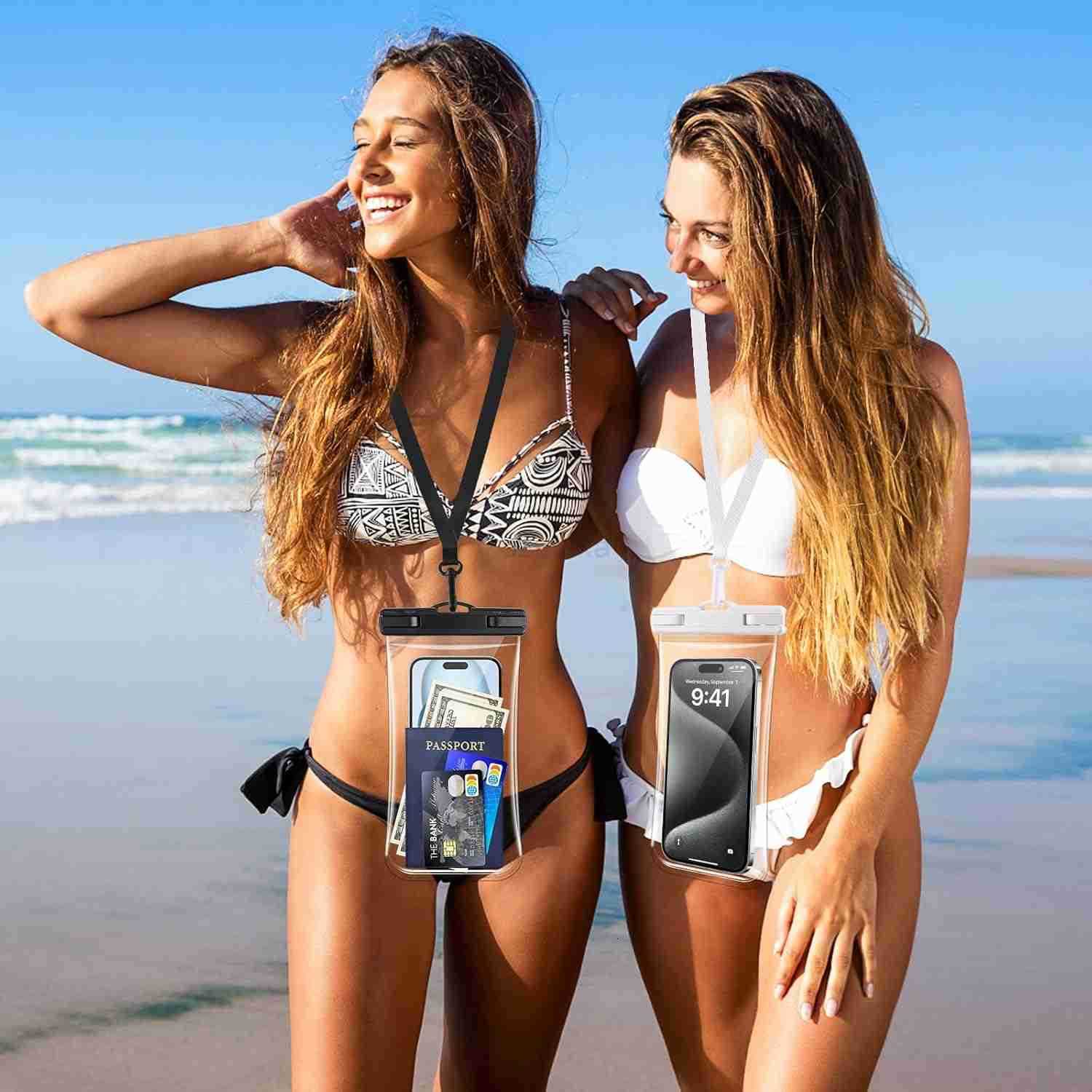 2 PCs Waterproof Phone Pouch Clear Waterproof Phone Case for iPhone 15 Pro Max 14 13 12 11 Plus Up to 69 3D IPX8 Water Proof Cellphone Dry Bag for Sno