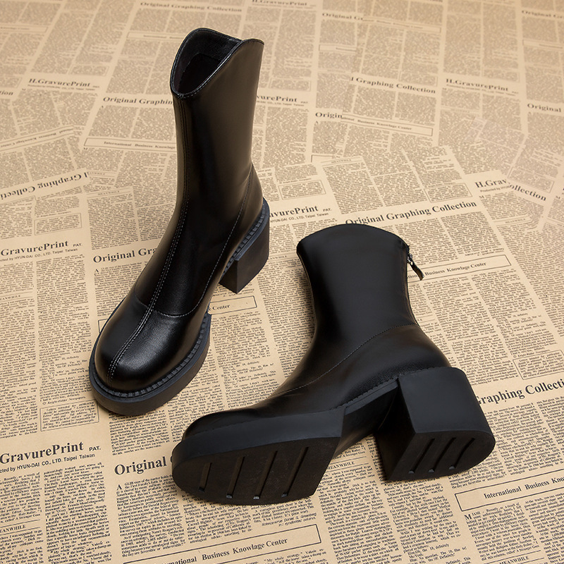 Autumn New Designer Women's Boots Women's High Heels Short Boots Spring and Autumn Women's Boots Thick Heels Thin Boots