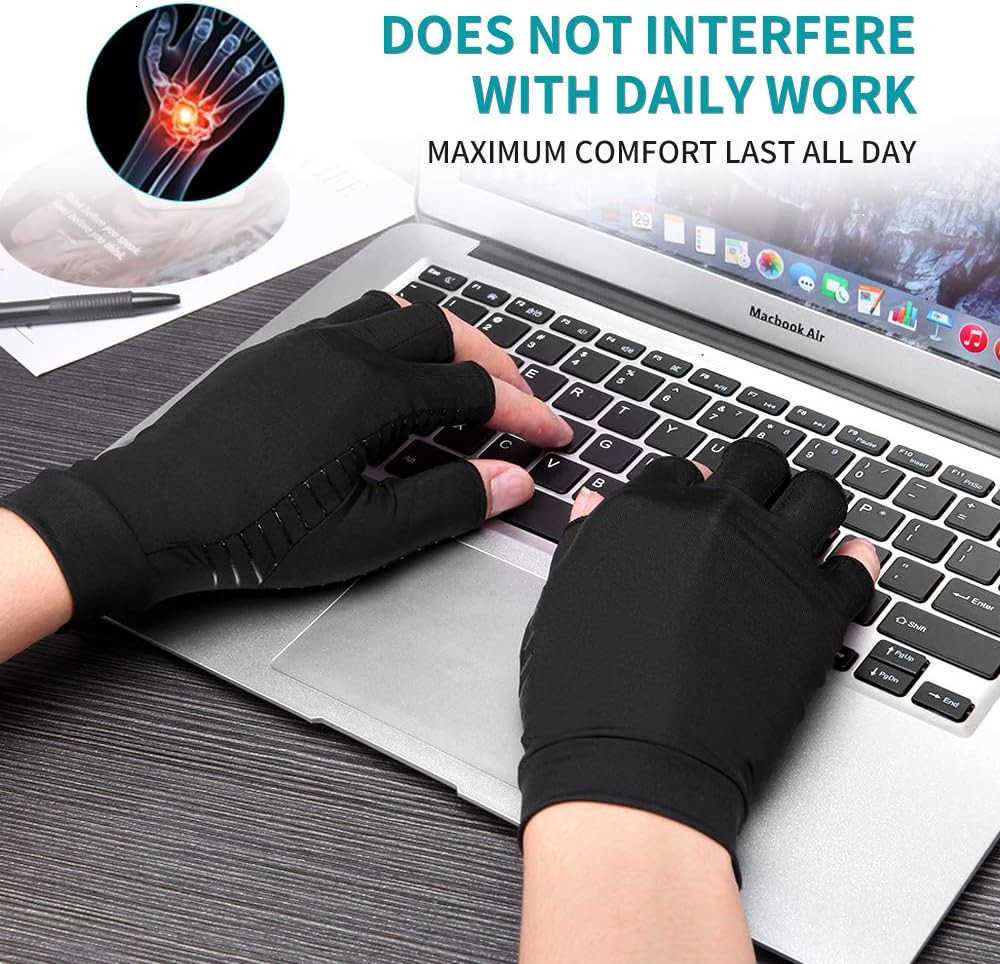 Arthritis Gloves for Women Men Fingerless Breathable Moisture Wicking Arthritis Compression Gloves for Computer Typing and Dailywork of Hands joint Su
