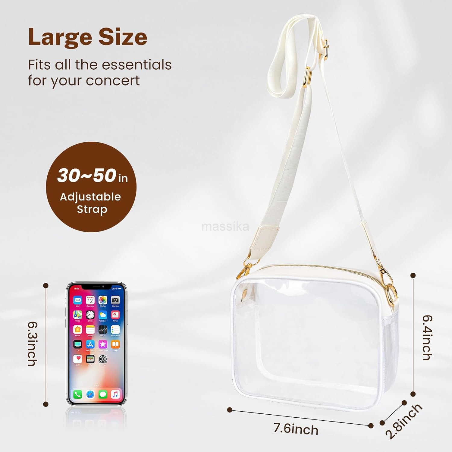 Clear Bag Stadium Approved Clear Purses for Women Crossbody Bag for Concerts with Adjustable Strap M250910