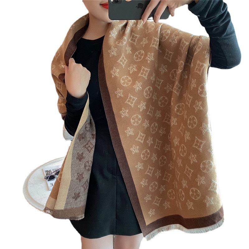 Autumn Winter Imitation Cashmere Air-conditioned Room Long Outerwear Shawl Double-sided Warm Neck Scarf