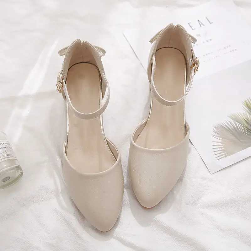 FHC Bowtie High Heels Women PumpsPointed toe Single Shoes WomanAnkle Strap SandalsBlock Heel Footware for Office LadyBeige W250910