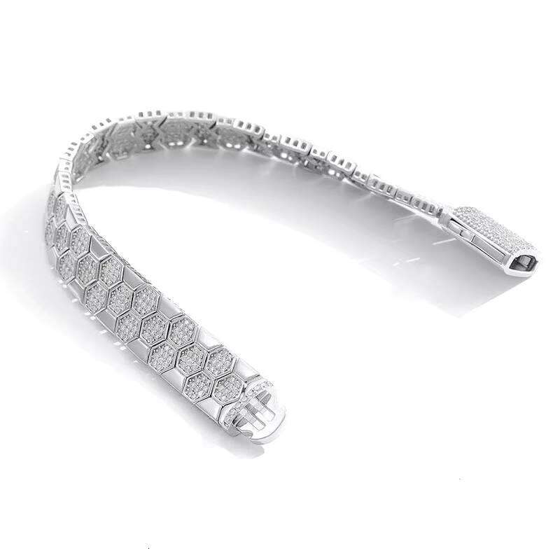 9 Fine Jewelry Honeycomb Design S Sterling Sier Micro pave vvs1 Moissanite Bracelet For man women Gifts