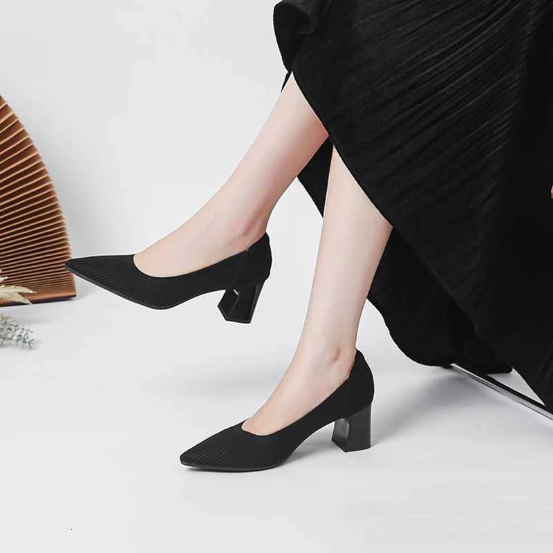 High Heel Womens 2025 Spring and Autumn New Soft Knitted Breathable and Comfortable Shoes W250910