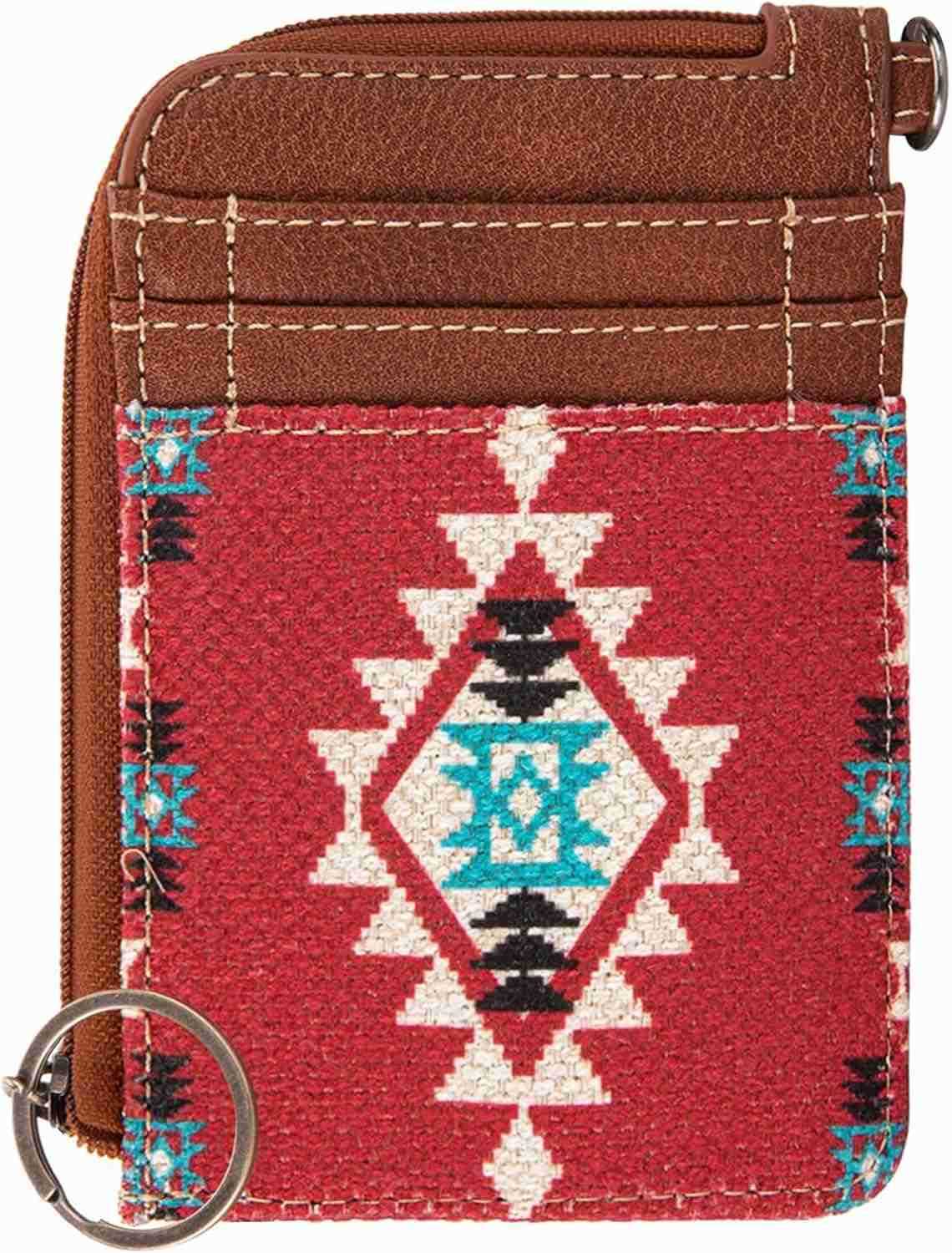 Card Wallet for Women Boho Aztec CARD Holder with Zipper PocketZ250910