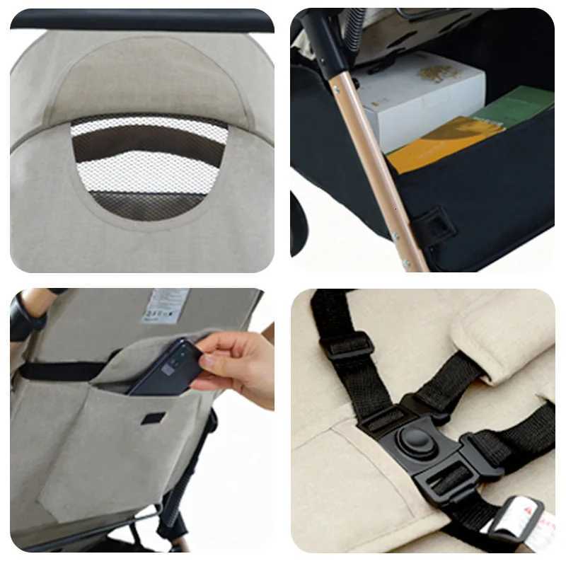High Landscape Twoway Push Stroller Sitdown Lightweight Foldable Stroller with Four Wheels for Shock Absorption W250910