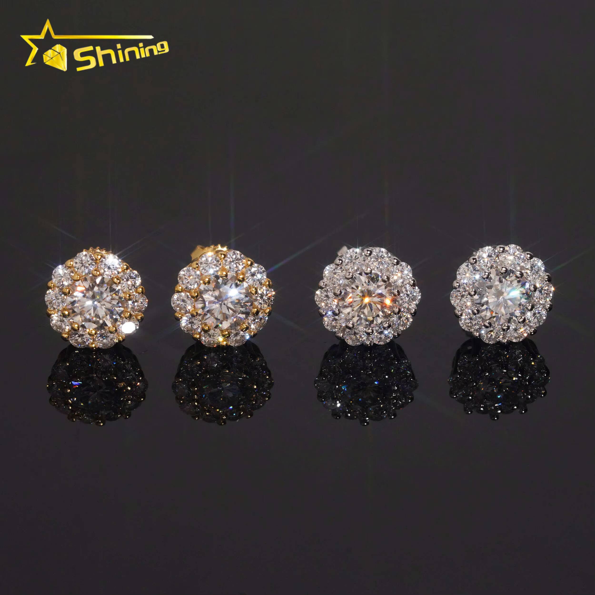 USA Local Stock Fast Ready Design S925 Sterling Silver Iced Out Earrings VVS Moissanite Diamond Screw Back Earring Stud