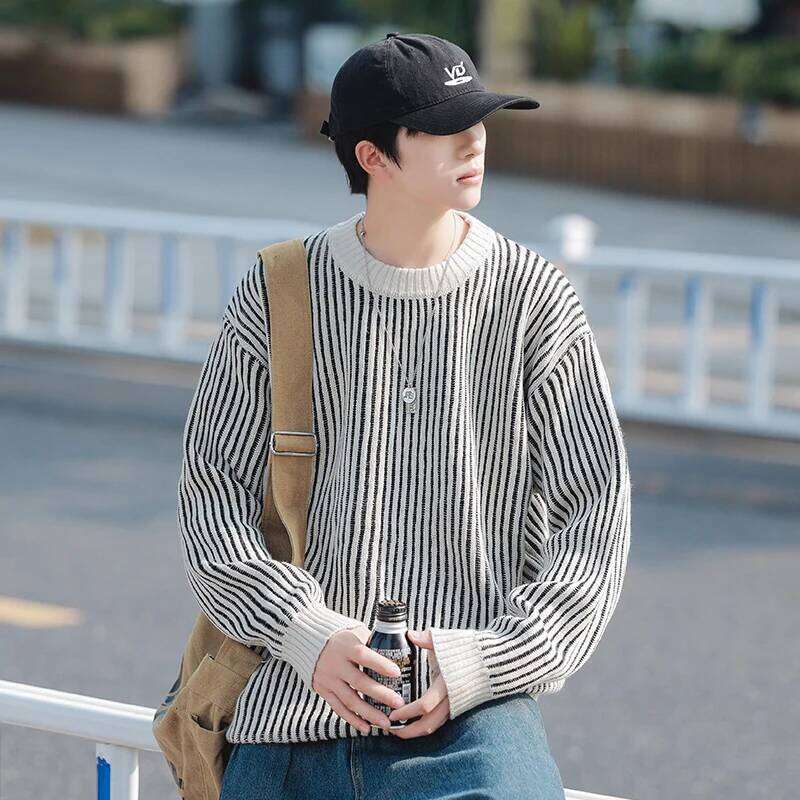 Designer Clothing 2025 Una Reta Autumn Winter New Men's Sweater Streetwear Vertical Stripe Knitted Pullover Casual Tops Long Sleeve Couple Sweate
