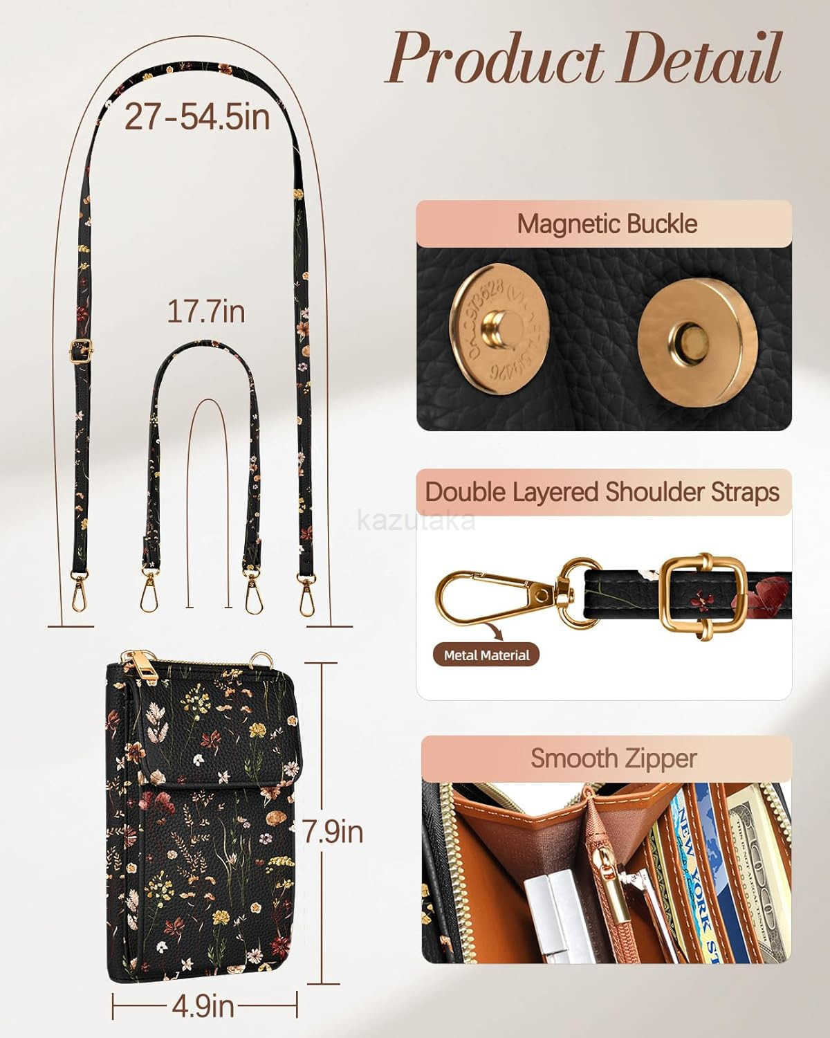 Cute Crossbody Purse Cell Phone Bags for Women Leather Cellphone Wallet Purse with Handle Rope and Adjustable Shoulder Rope Z250910