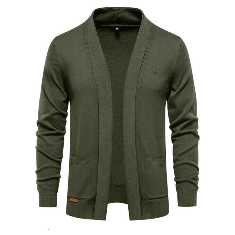Men's casual autumn cardigan high-quality business knit sweater, solid color men's top