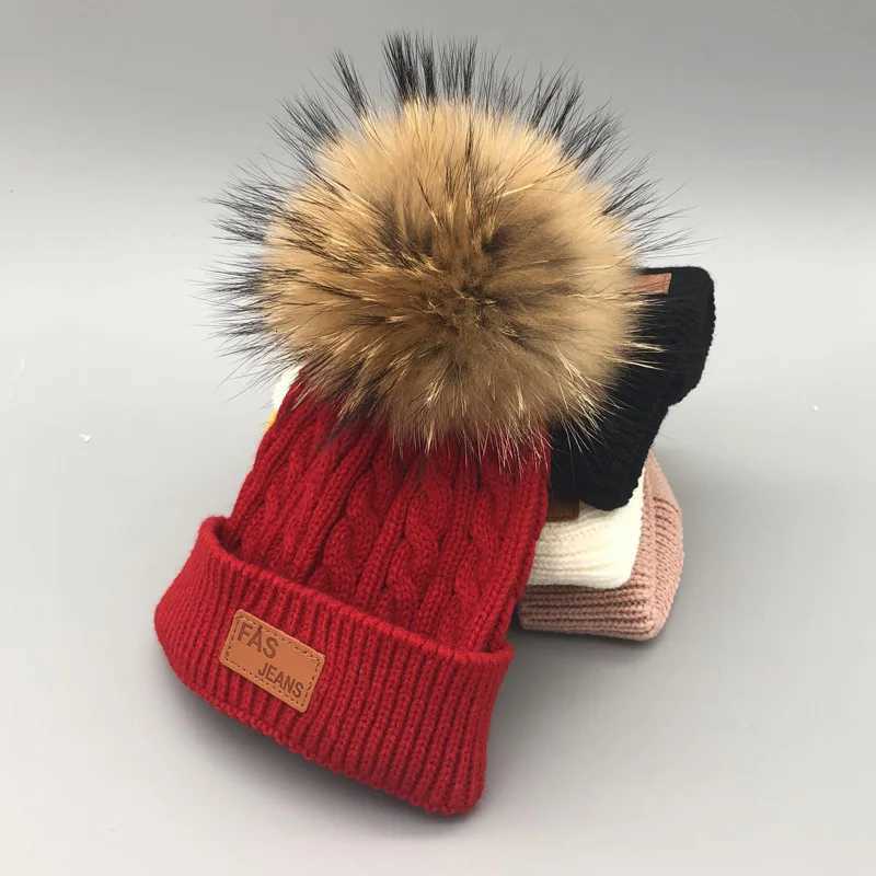 bonnet enfant skullies beanies for kids winter hats children kids boys girls fur pompom skullies beanies for kids pompom hatXJ250910