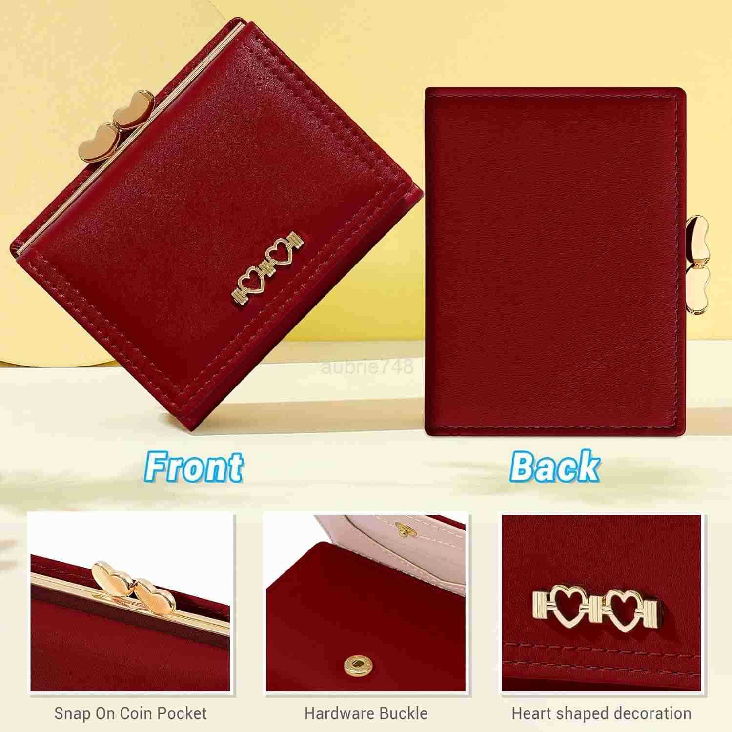 Wallet for Women Cute Wallet Card Holder Small Trifold RFID Blocking Purse Cute Small Leather Mini Short Purse with Coin Pocket for Girls Ladies Burgu