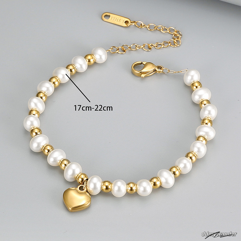 Korean Creative Fashion Sweet Minority Design Personalized Love Pearl Bracelet Casual Women Steel Jewelry 250710