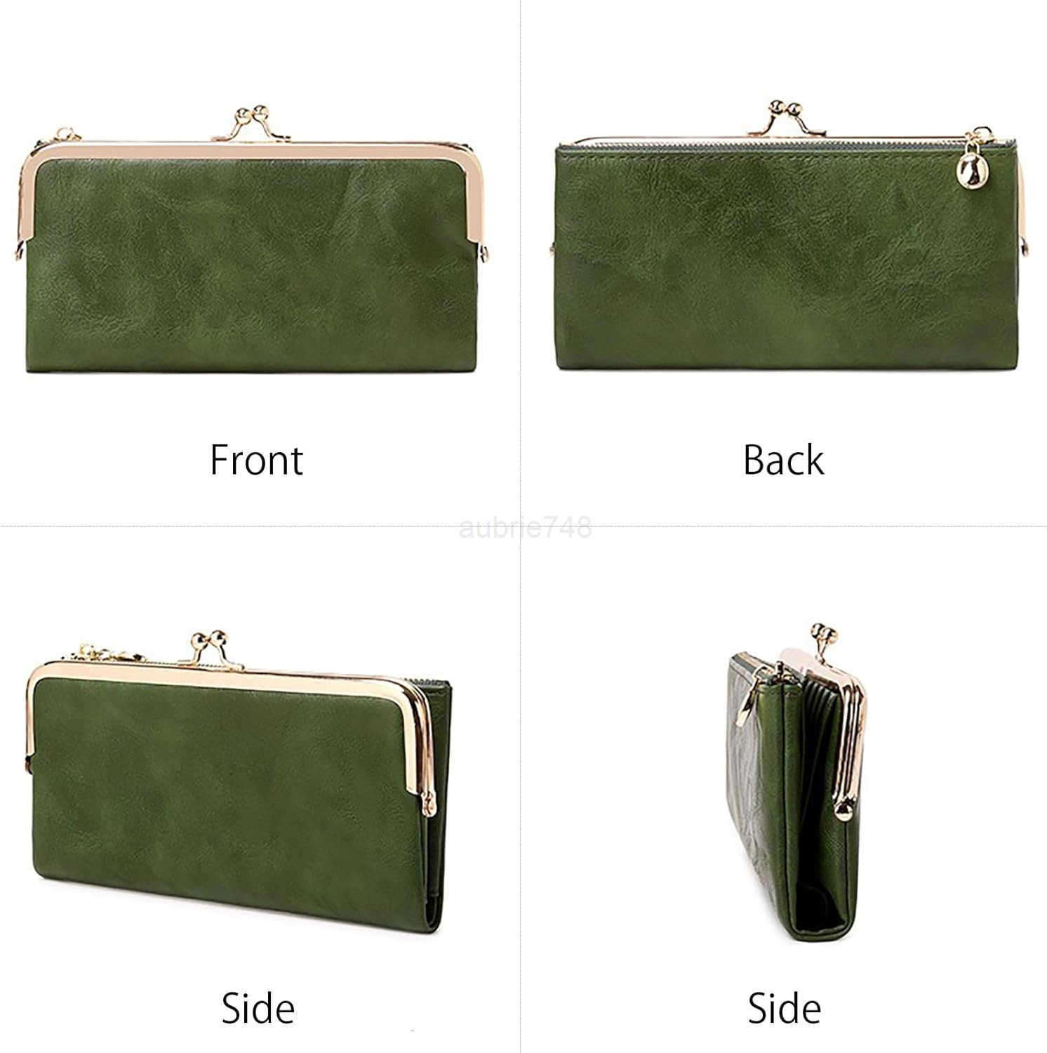 Women Long Wallets Bifold Ladies Purse Clutch with Kiss Lock and Zip Coin PocketZ250910