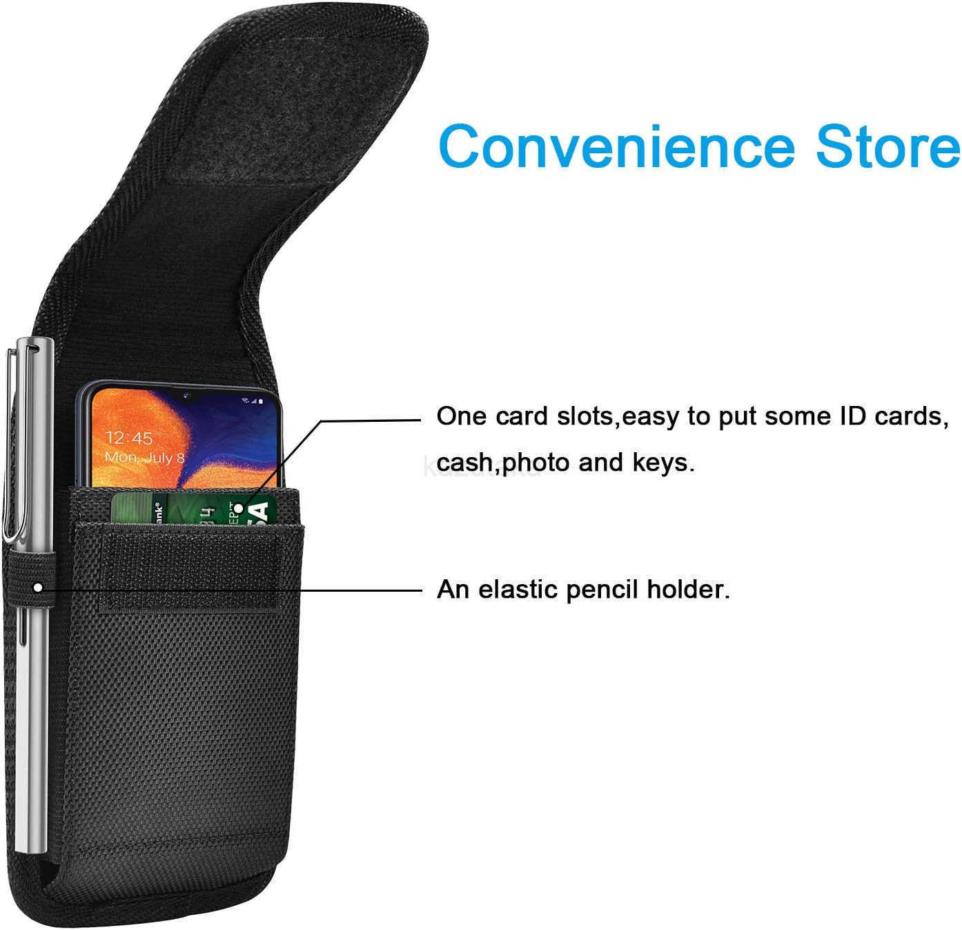 Holster Nylon Cell Phone Pouch Belt Holder Carrying Case with ClipBlack Z250910