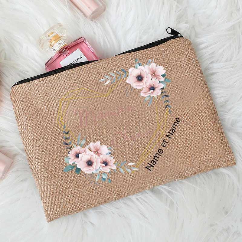 Personalized with Name Dearest Boho Flowey Garland Patterns Makeup Bag Travel Pouch Storage for Women Grandpas Family GiftsXJ250910