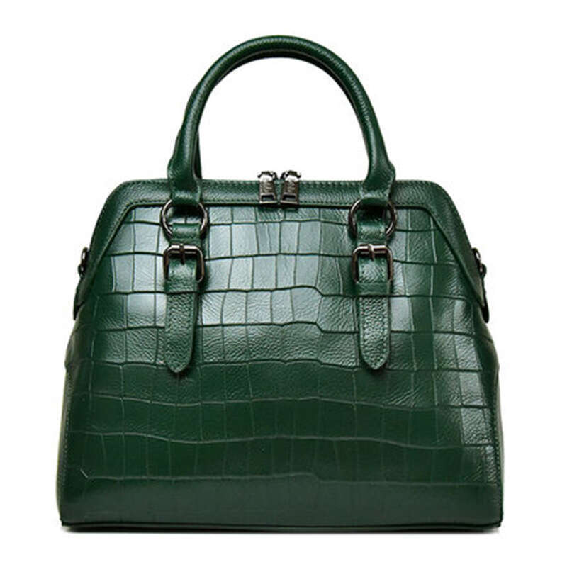Genuine Leather Single Shoulder Crossbody Handbag Fashion Shell Crocodile Pattern Cowhide Large Women's Bag