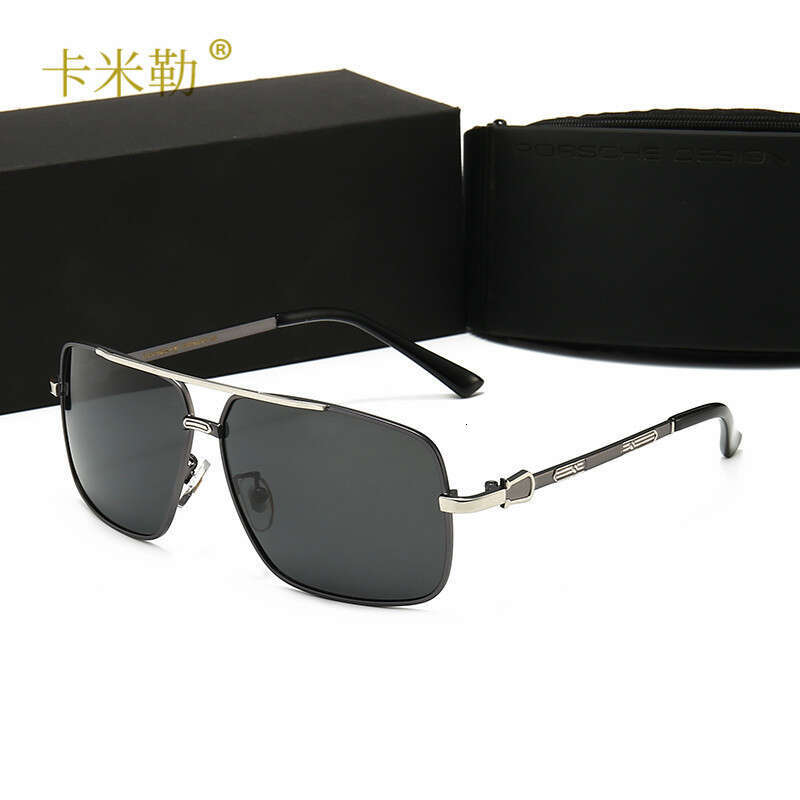 New Men's Polarized with Blue Coating, Fashionable Large Frame Sunglasses for Driving and Travel 8863