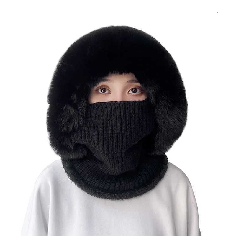 Winter Plush Fur Ball Pulr Hats For Women Casual Twist Pattern Fleece Lined Knitted Hat La Thicken Warm Scarf Hat FemaleXJ250910
