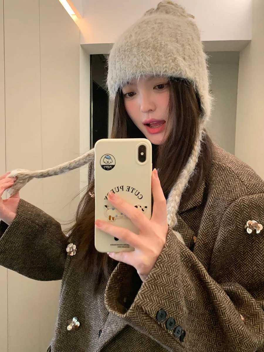 Winter Warm Earmuffs For Women New Knit C With A Tie Cute Woolen Hat To Make Your Face SmallXJ250910