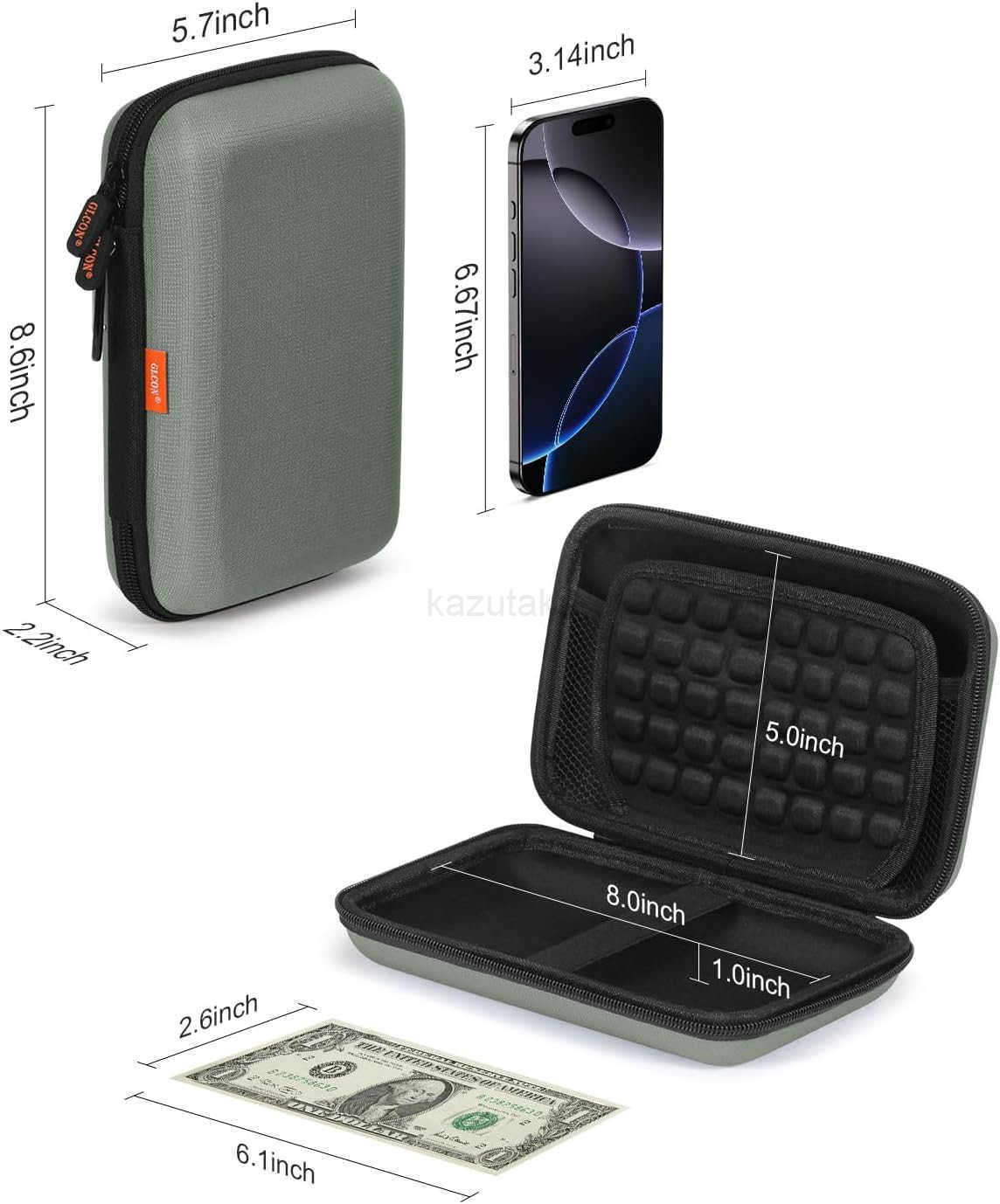 Hard Shell Carrying Case for External Hard Drive Hard Disk Power Bank Charger Cable Cell Phone Electronic Accessories Larger Capacity Storage Pouch Sh