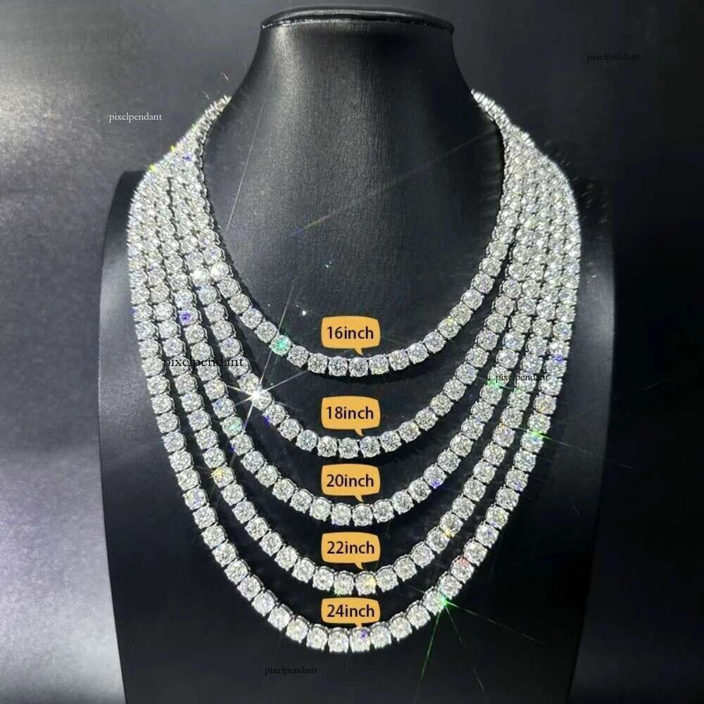 designer vvs necklace moissanite hip hop 2mm 3mm iced out dia sterling Fashion sier 4mm 5mm woman tennis chain valentines day gift