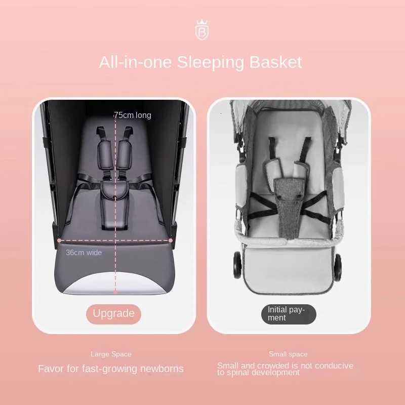 Newborns 04 years old Strollers Can sit and lie Down Onekey Folding Oneway Push Fourwheel Shock Absorber Lightweight Trolley W250910