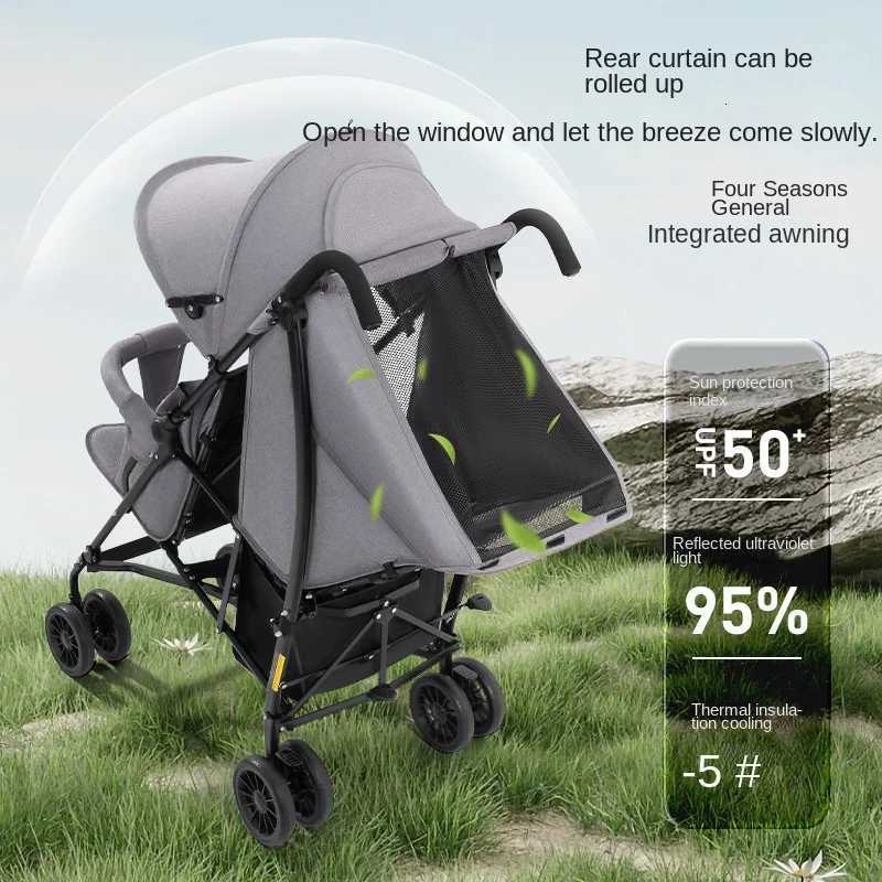 Twin Baby Stroller Can Sit and Half Recline Children Stroller Front and Rear Double Seat Lightweight Folding Double Pram W250910