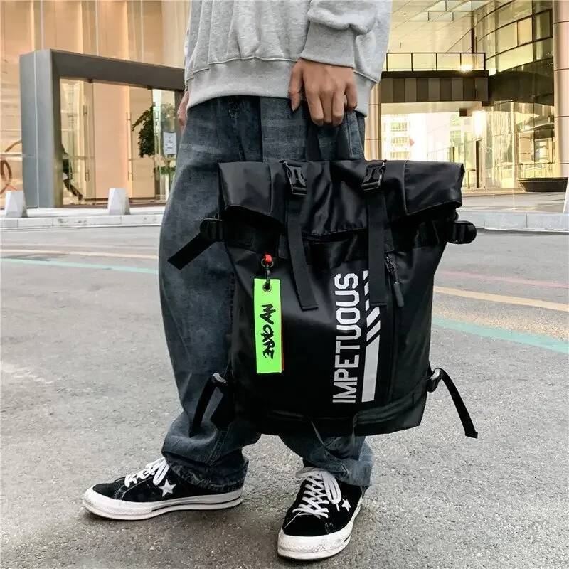 Oxford Men High Street Hiking Sport Rucksack School Bags Rolling Top Back Bag Causal Hasp Tactics Backpack for Male high-quality
