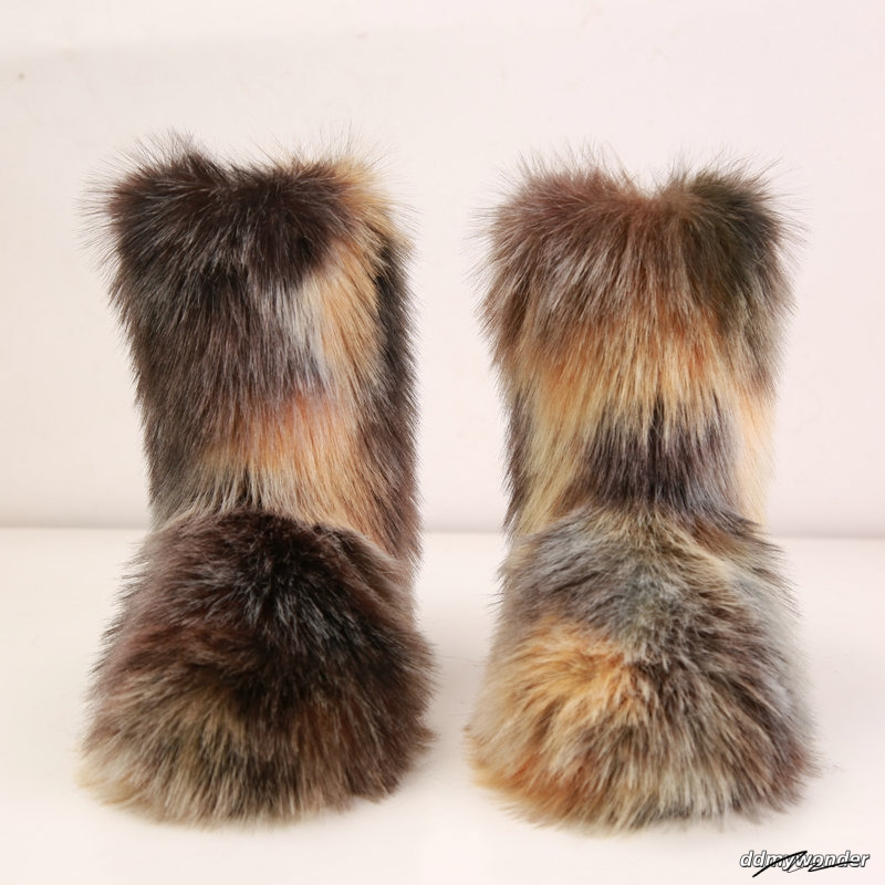 Women Boots Platform Shoes Winter Booties Pink Yellow Green Girl Women Snow Boot Ankle High Fur Snow Shoes ddmywonder ddmywonder ddmywonder ddmywonder