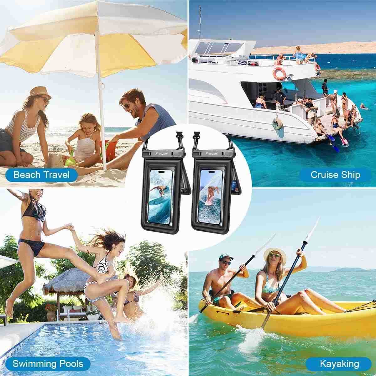 Up to 85 Waterproof Phone Pouch Floating Double Bags Waterproof Phone Case with Lanyard for iPhone 16 15 Pro Max S25 S24 Ultra IPX8 Cellphone Dry Bag 
