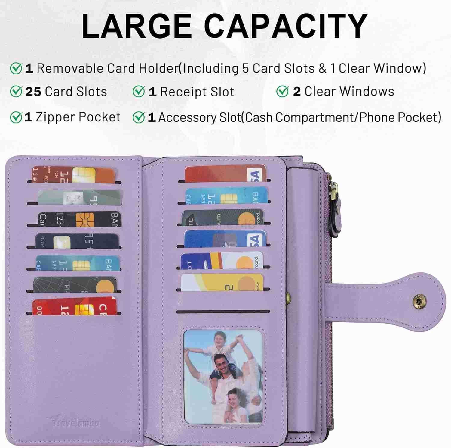Travelambo Gifts for Mom Wallets Women RFID Large Capacity Luxury Waxed Leather Clutch Wallet Multi Card OrganizerZ250910