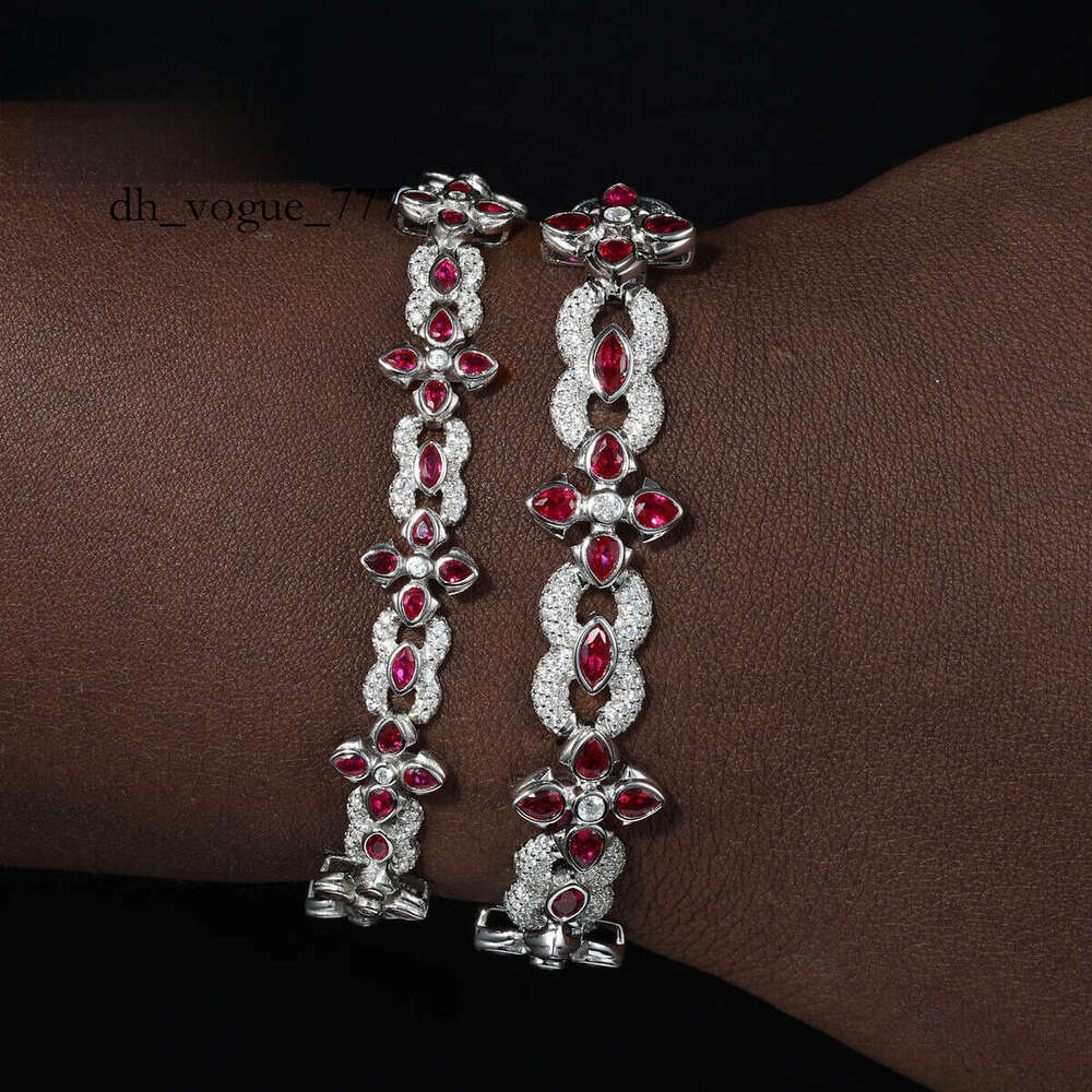 Fine Jewelry Men 10mm 14mm Sterling Sier VVS Moissanite Colorful Four Leaf Clover Infinity Link Bracelet