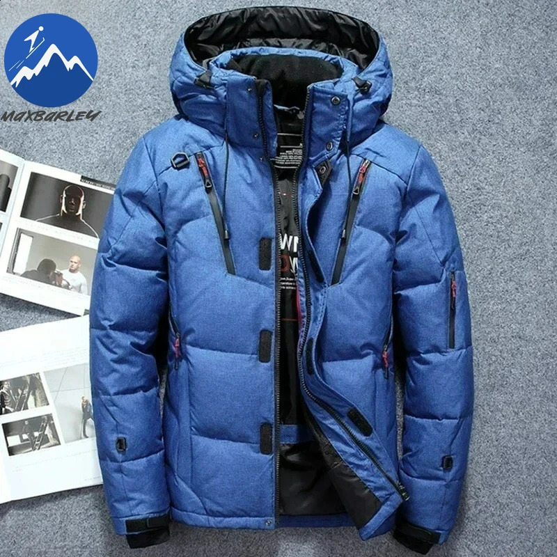 20 Degree Winter Men White Duck Down Jacket Thick Warm Snow Coat Male Hood Windbreaker Parkas Outerwear Sportswear Puffer 250910