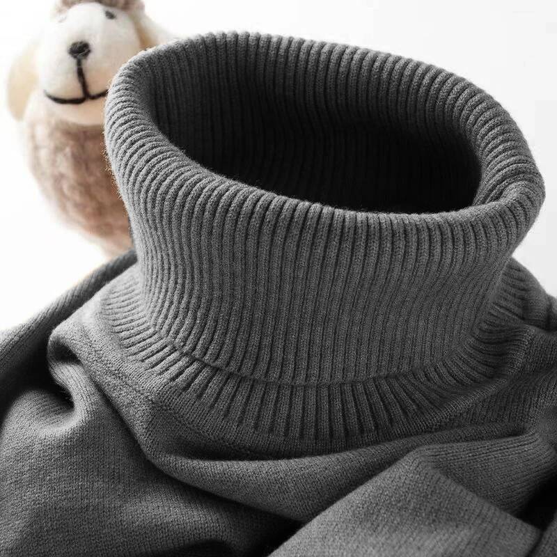 Mens Turtleneck Sweater Slim Fit Knitted Casual Pullover Lightweight Ribbed Long Sleeve Sweaters Autumn Solid Color Streetwear dongdumaoyi
