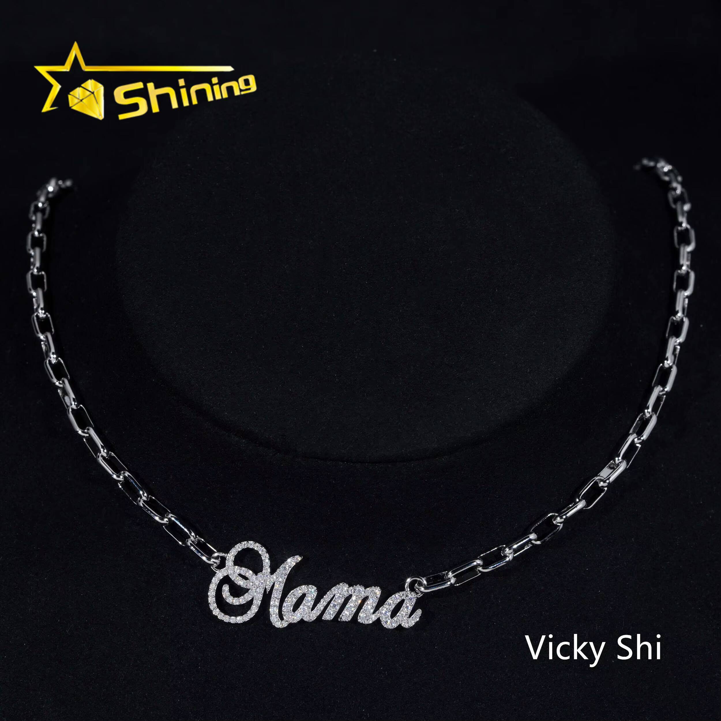 Fine Jewelry Hip Hop Moissanite Jewelry New Design Letter MAMA Moissanite Pendant Necklace Custom Jewelry for Men Women