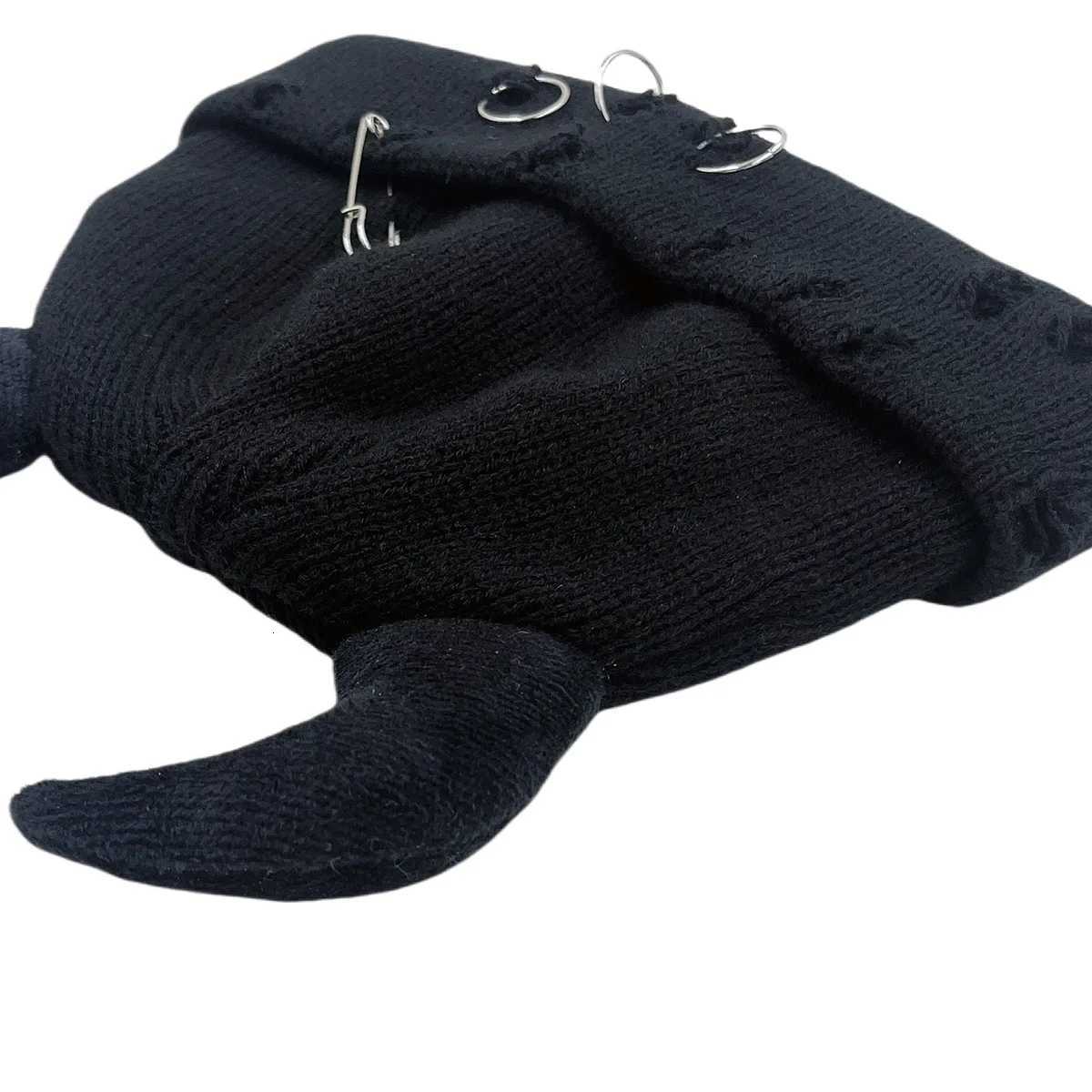 Little Devil Ears AutumnWinter Knitted Hat Woolen Hat Men and Women Landlord Hat Broken Hole Decorative Gui HatXJ250910