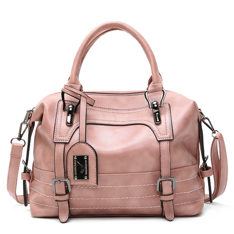 Free shipping designer Factory Direct Large Capacity Genuine Leather Texture Oil Wax Leather Boston Women Handbag Shoulder Bag Crossbody Bag