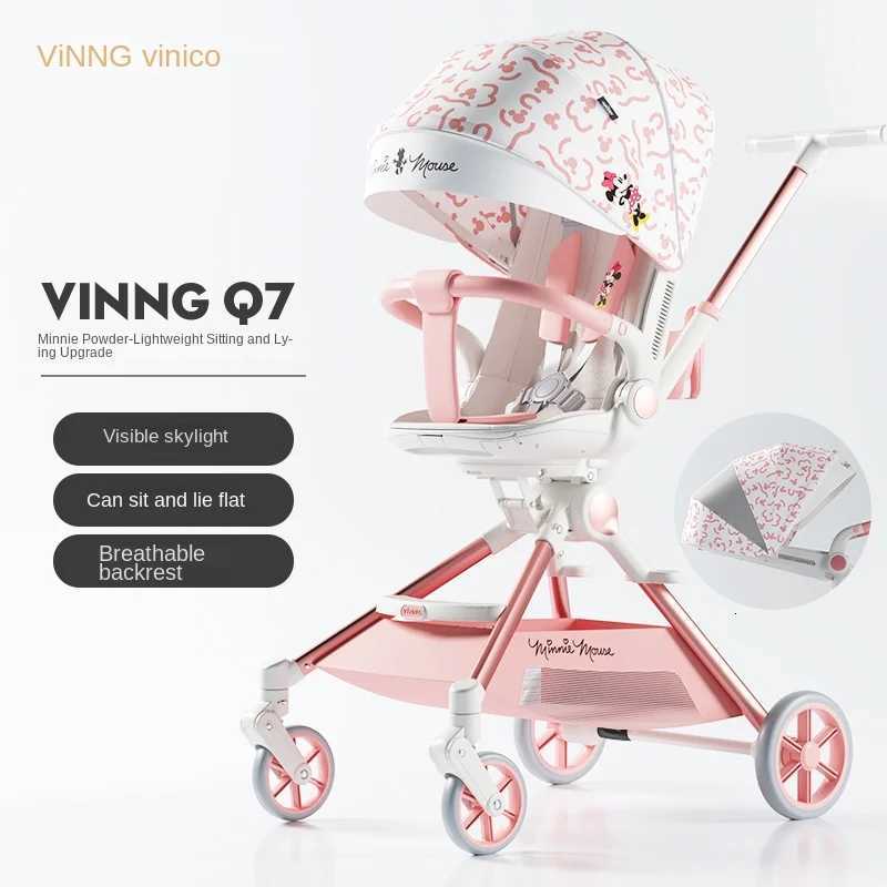 Pink Newborn Stroller can sit or lie down 06 years old Children Lightweight Folding Boardable Travel 360 Steering Stroller W250910