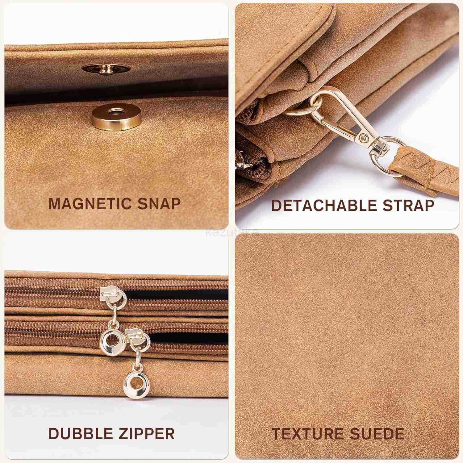 Small Crossbody Bags for Women Suede Leather Cell Phone Purse with Adjustable Shoulder Strap Small Phone Bag with Dubble Zipper Magnetic Closure Vinta